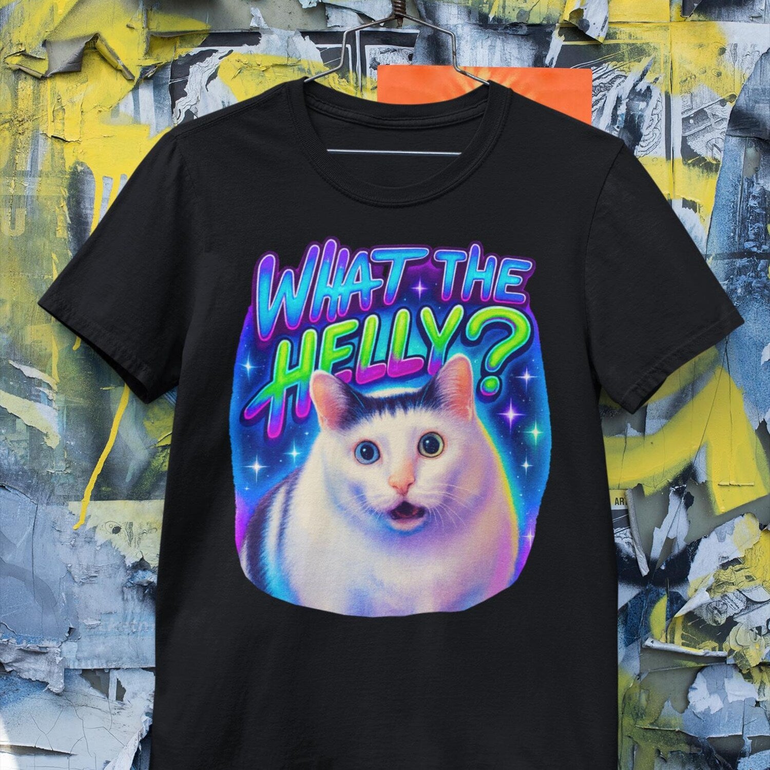 'Helly Ironic Huh' Cat Brainrot Meme Tee - Gen Z Alpha Graphic Novelty Shirt
