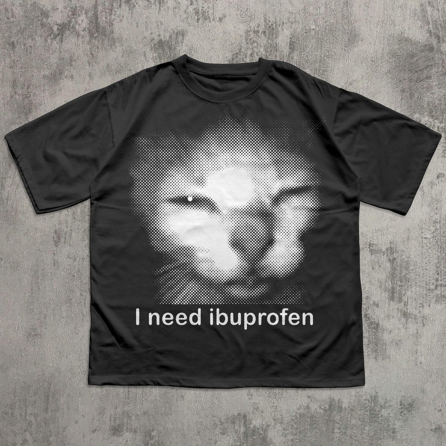 'Need Ibuprofen' Funny Cat Meme Tee - Silly Kitten Ironic Graphic Novelty Shirt