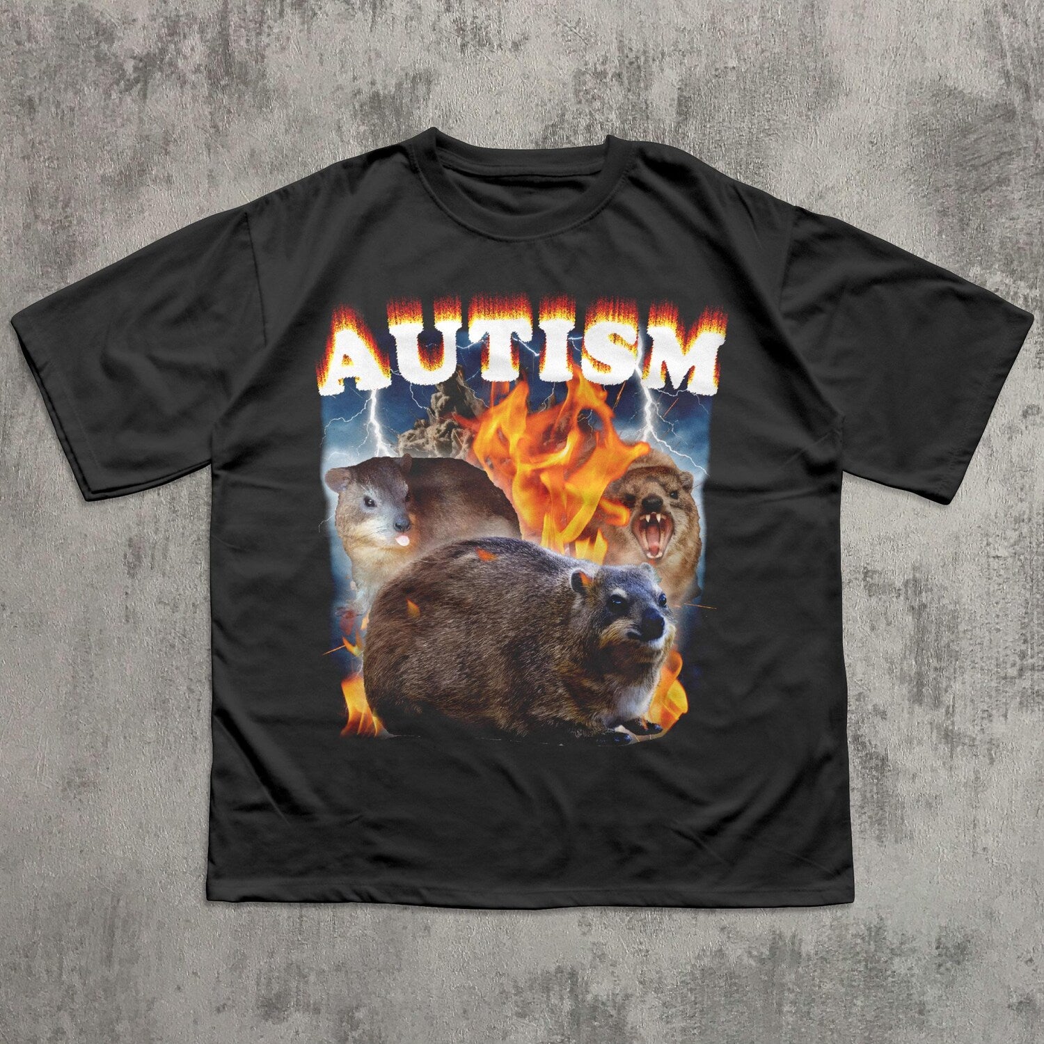 'Autism Hyrax Meme' Funny Animal Tee - Unhinged Cringe Viral Graphic Novelty Shirt