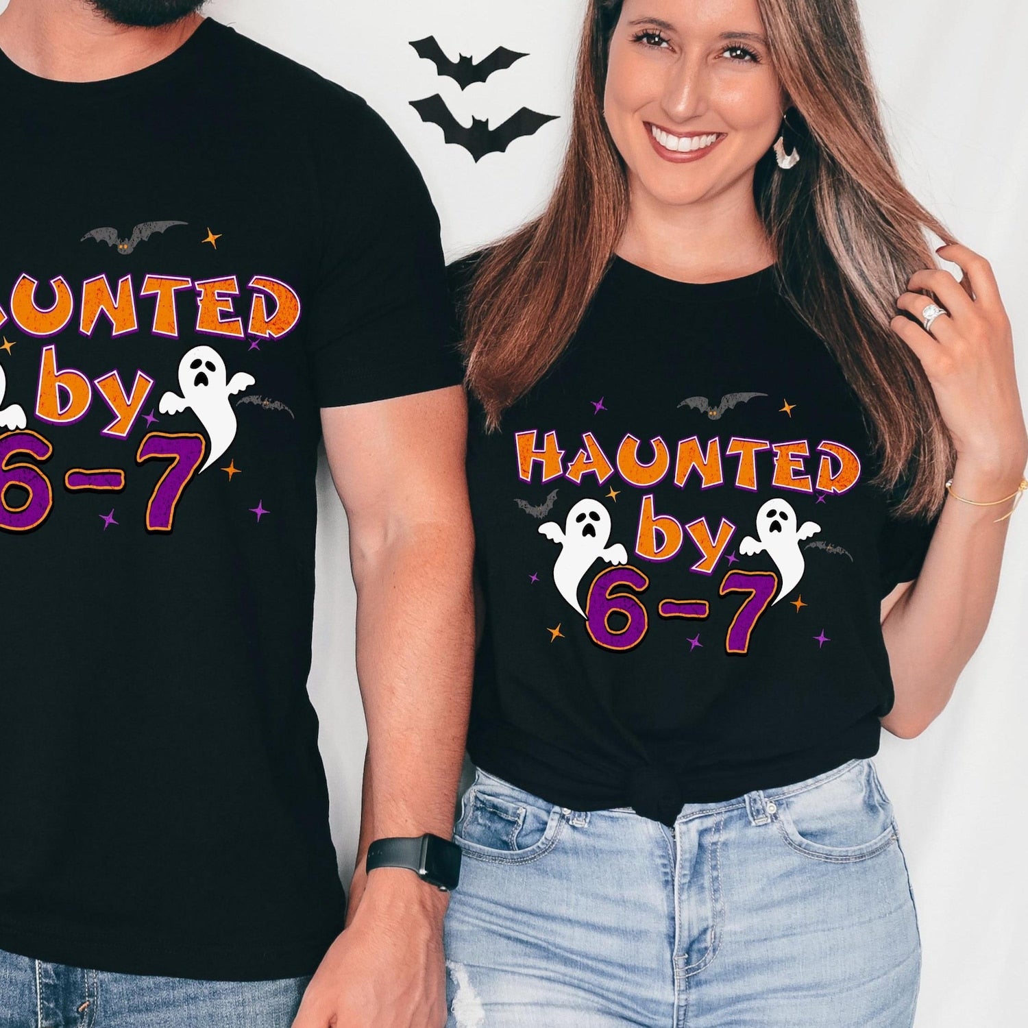 'Haunted by 6-7' Halloween Teacher Tee - Viral TikTok Slang Graphic Novelty Shirt