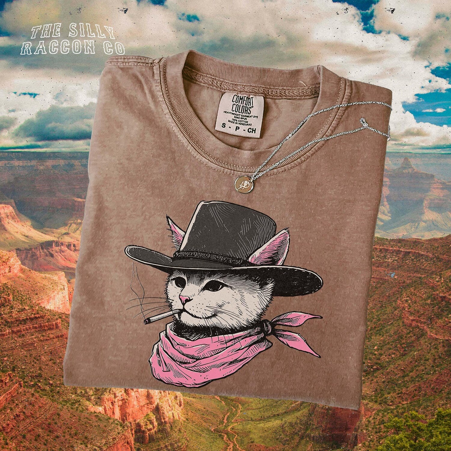 'Cowboy Cat' Western Graphic Tee - Funny Feline Rodeo Novelty Shirt