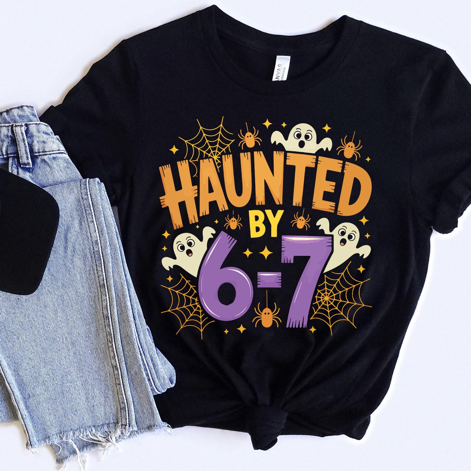 'Haunted by Six Seven' Halloween Meme Tee - Viral TikTok Spooky Graphic Novelty Shirt