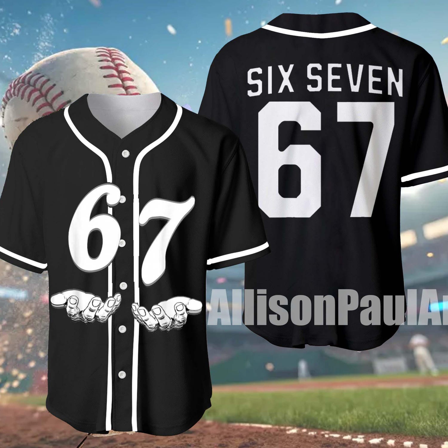 'Six Seven Baseball Jersey' Halloween Costume Tee - Viral TikTok Meme Graphic Shirt