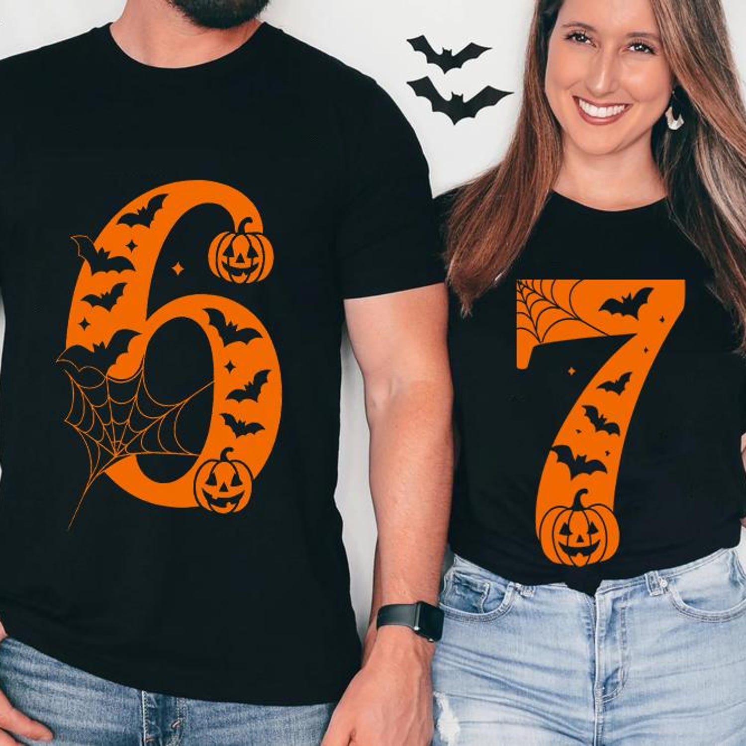 6 7 Shirts Couples Halloween Funny Matching TikTok Costume Pumpkin Meme