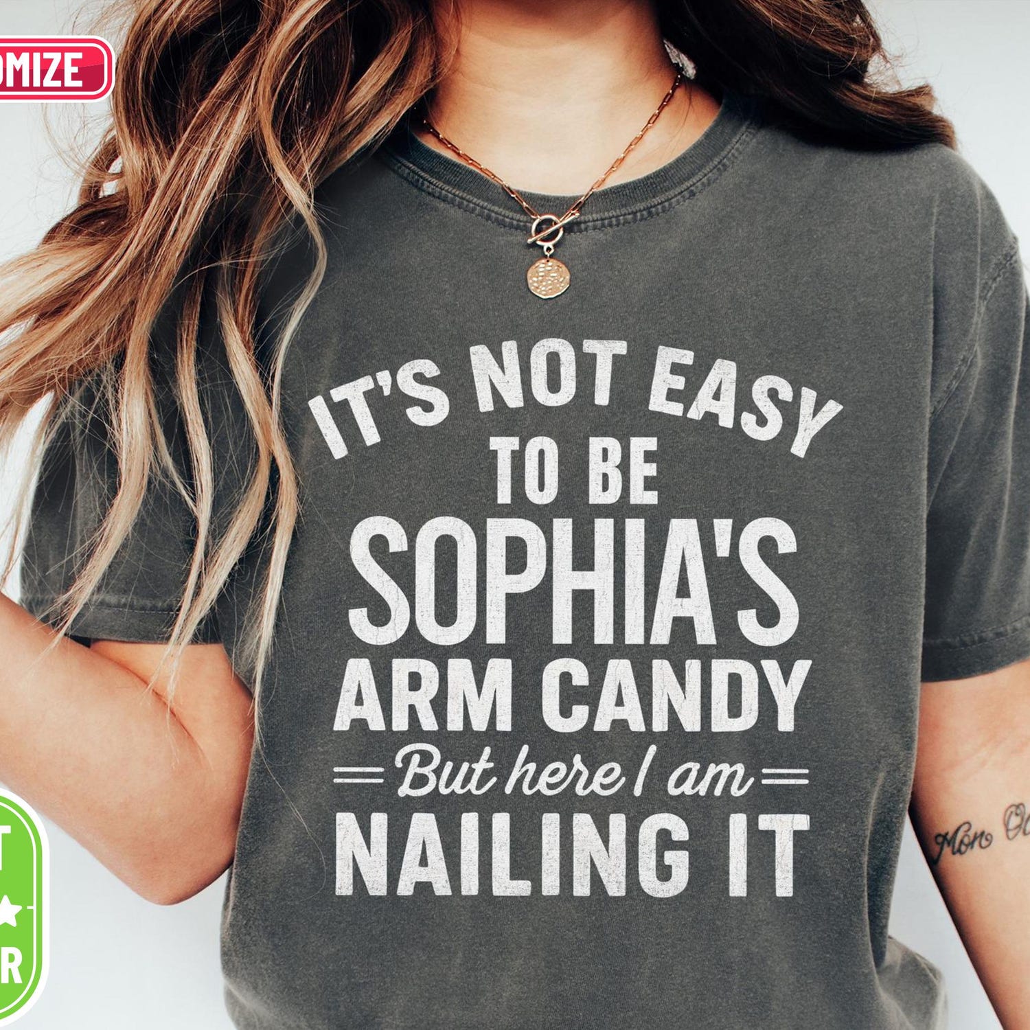 'Arm Candy' Personalized Couples Tee - Funny Custom Name Graphic Novelty Shirt