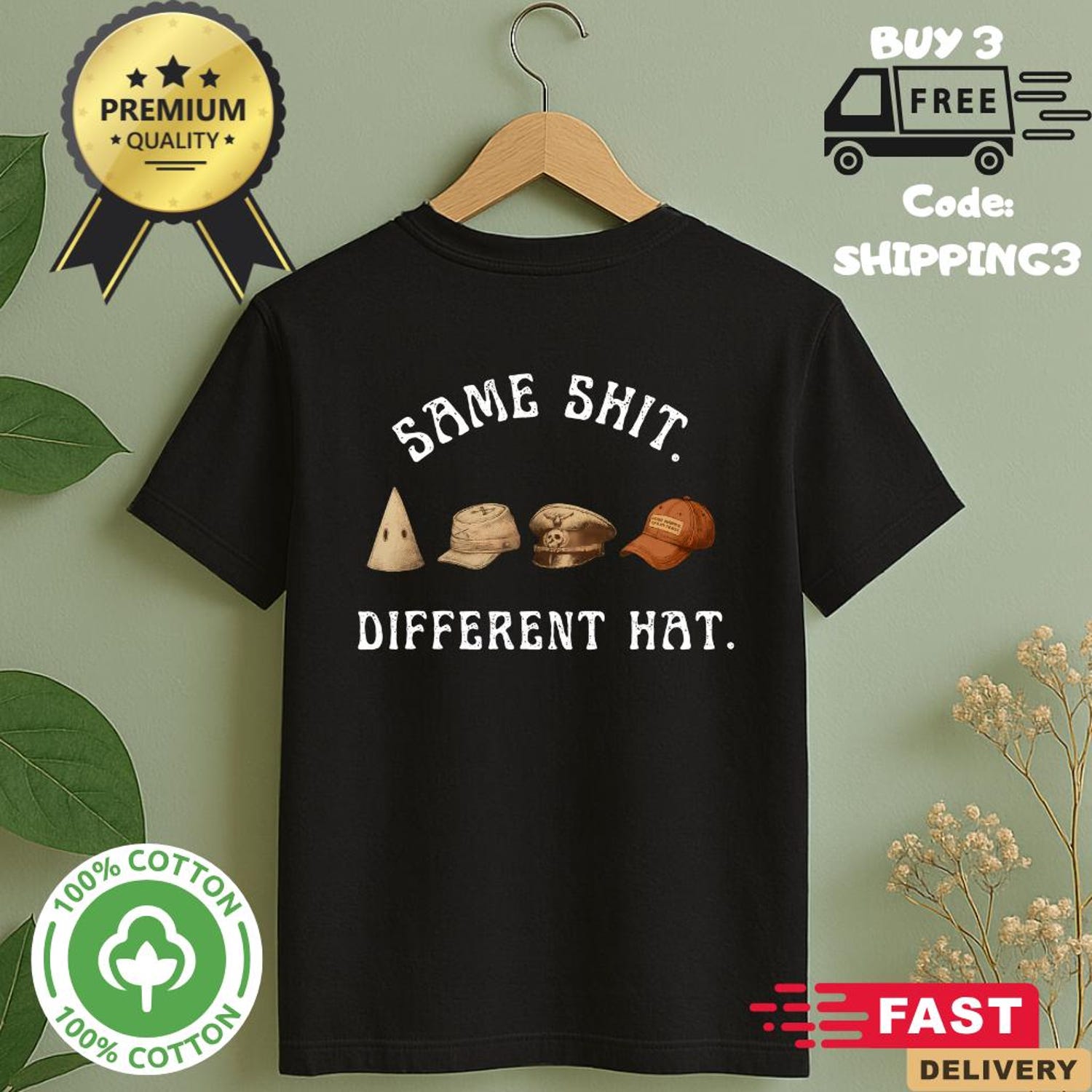 'Same Shit Different Hat' Protest Tee - Sarcastic Political Satire Graphic Novelty Shirt