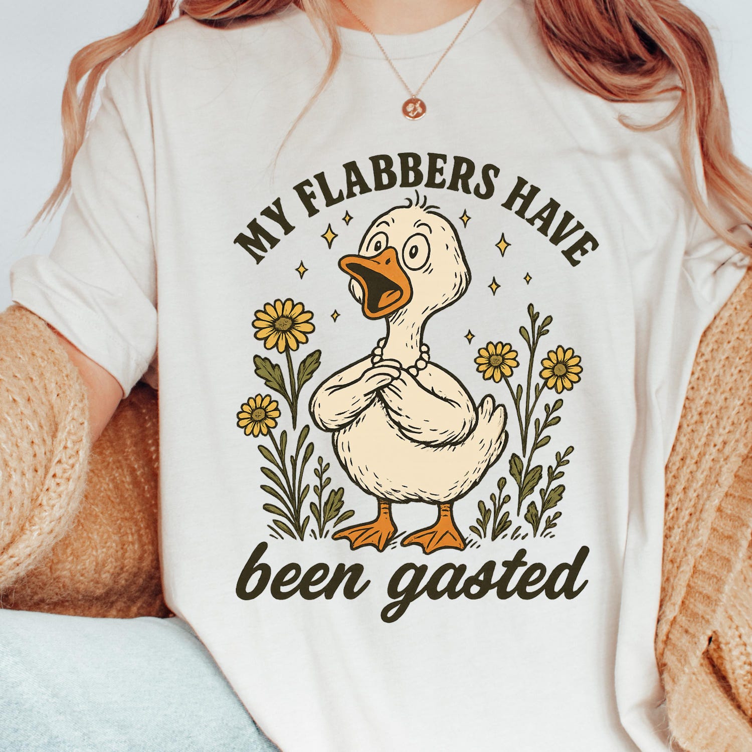 'My Flabbers Have Been Gasted' Goose Tee - Funny Cute Graphic Novelty Shirt