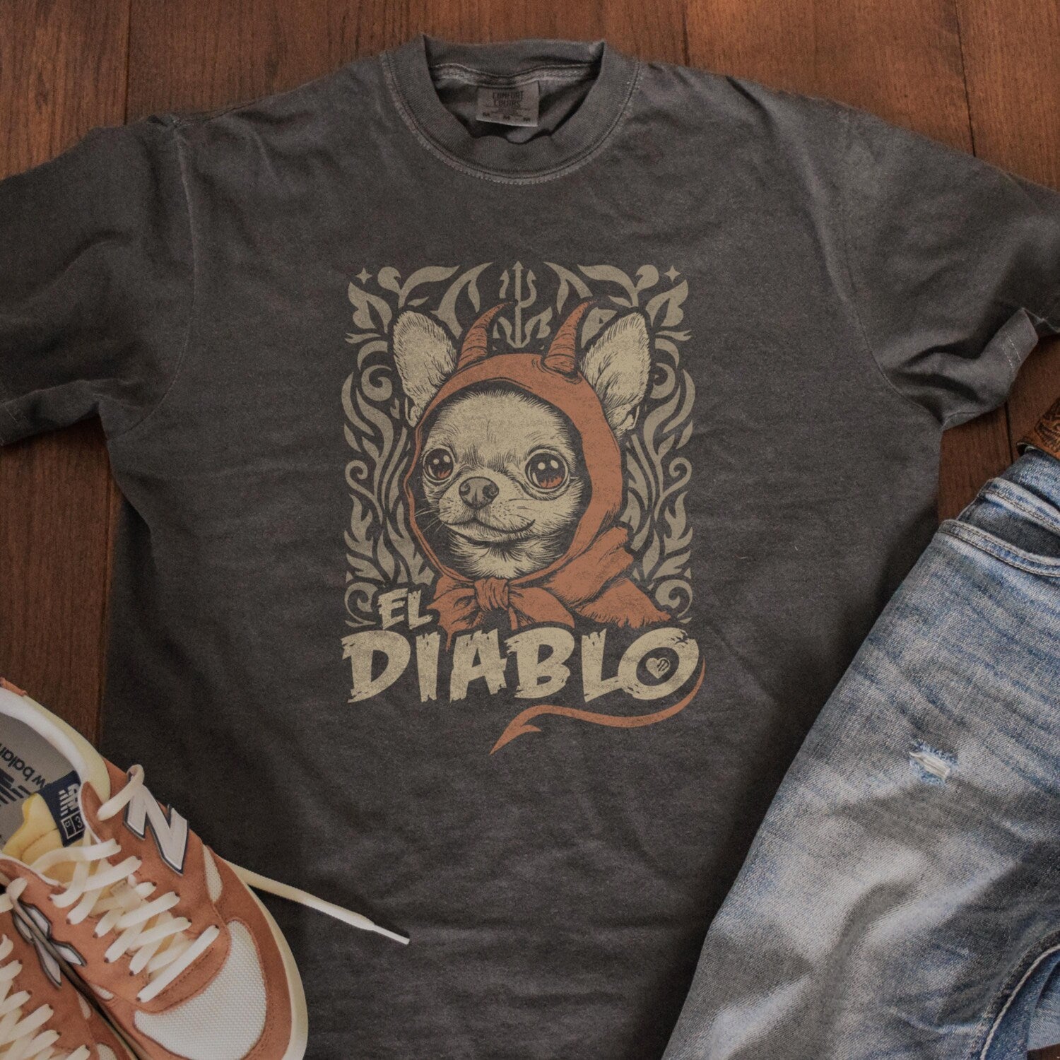 'Chihuahua El Diablo' Little Devil Tee - Funny Dog Halloween Graphic Novelty Shirt