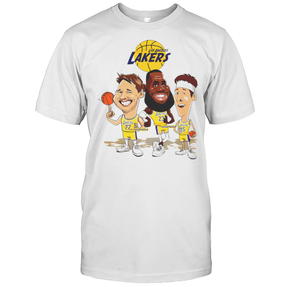 Los Angeles Lakers LeBron James Luka Doncic And Austin Reaves Funny Cartoons Shirt