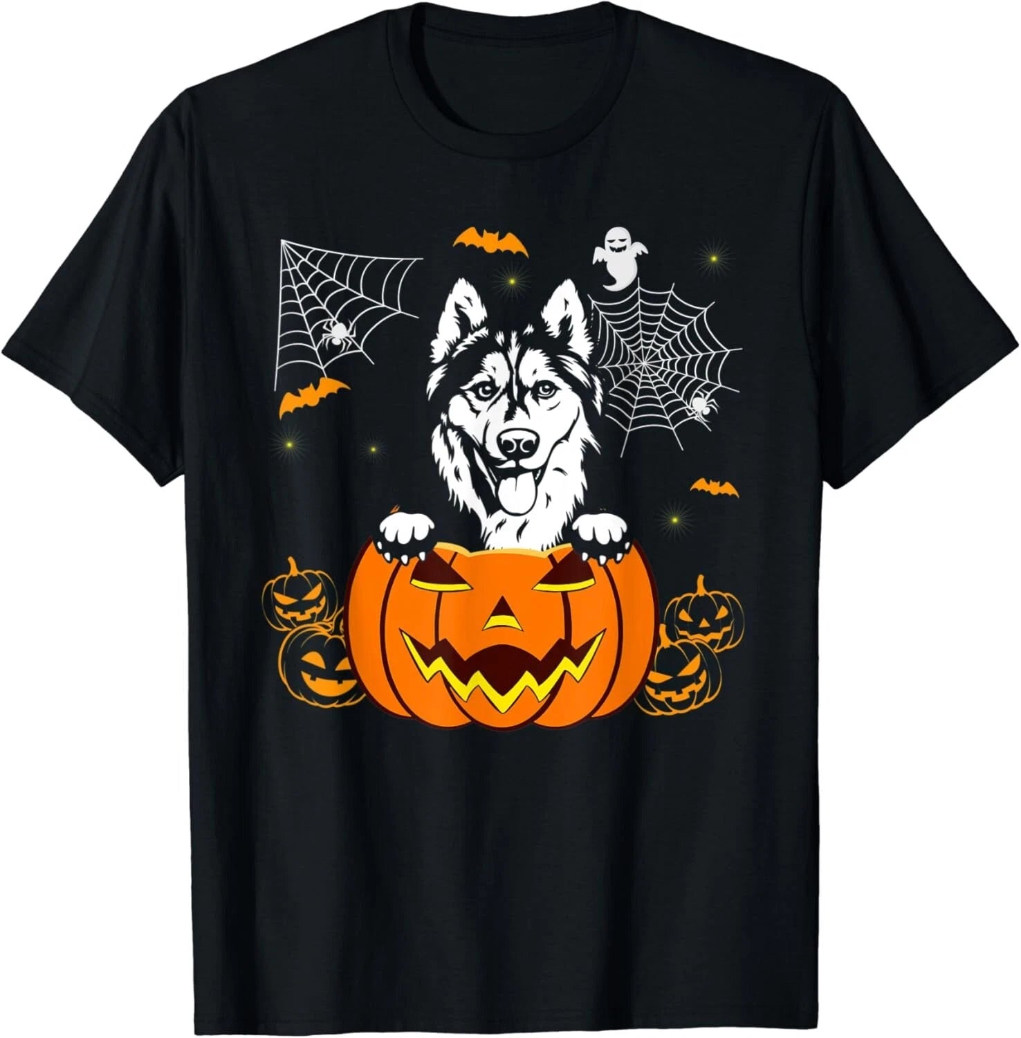 Siberian Husky Pumpkin Funny Halloween Costume Dog Lover Gift Unisex T-shirt