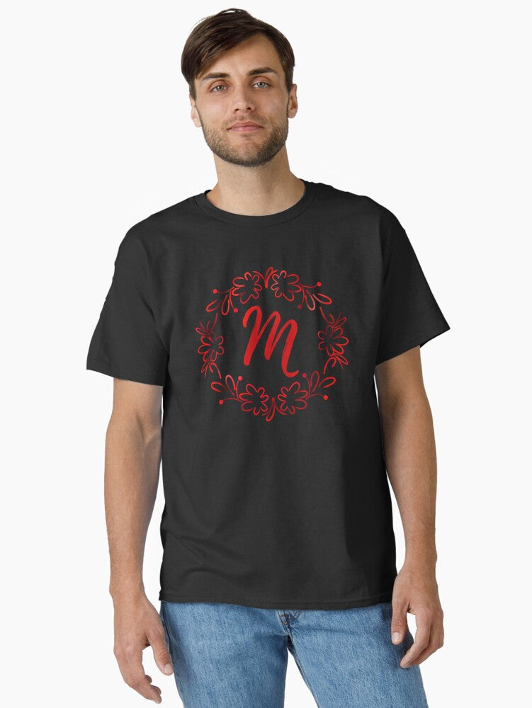 alphabet red color floral Monogram letter initial Classic Shirt T Shirt Gift Ready