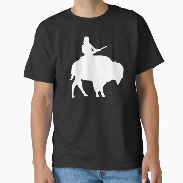Guy on a Buffalo Silhouette Classic T-Shirt for Sale by abowlofsoda