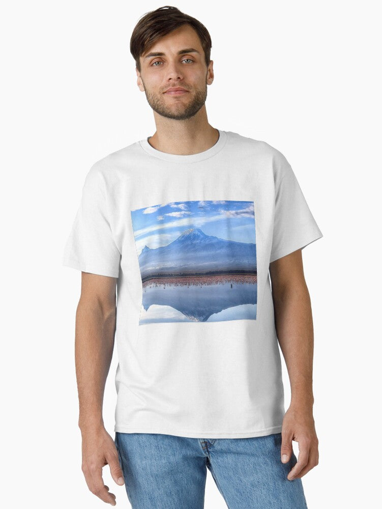 Cute View Of Mt Kilimanjaro and Flamingos on the lake Classic Shirt T Shirt Everyday Wear