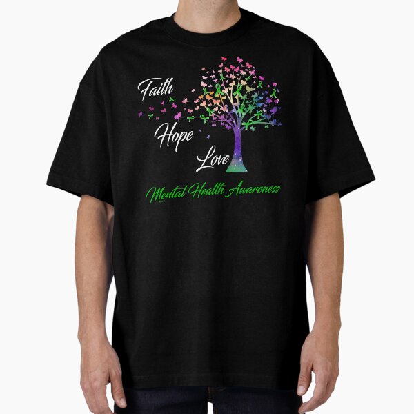 "Ribbon Tree Faith Hope Love Mental Health Awareness" Oversized T-Shirt for Sale by Tadmab