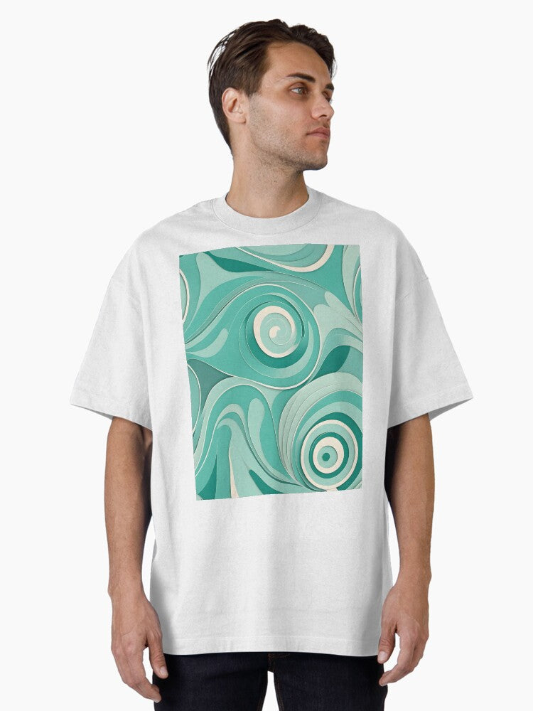 Mid century modern Fluid Shapes Aqua Oversized Shirt T Shirt Minimal Style